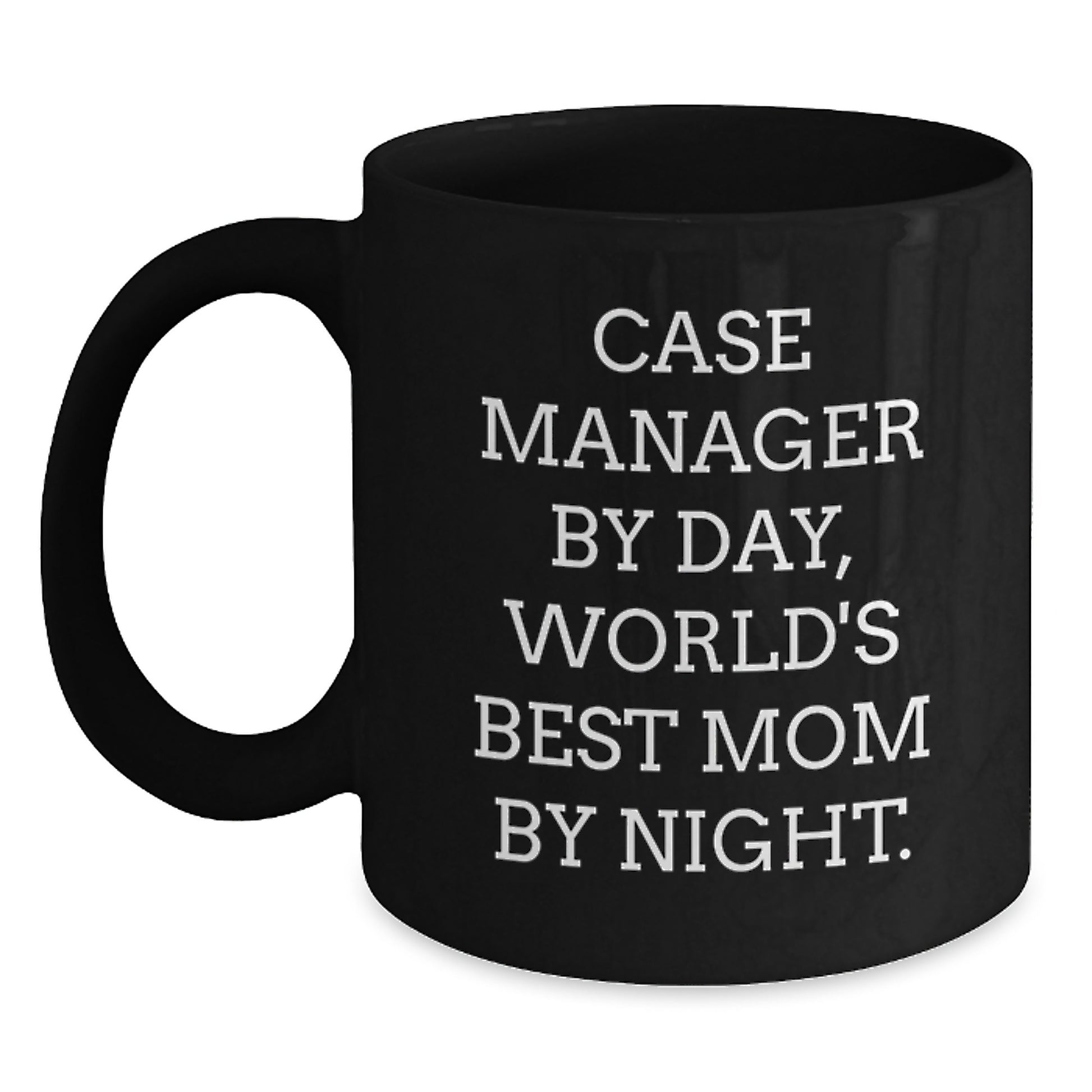 Funny Case Manager Gifts from Mom, Inspirational Black Coffee Mug for Case Manager, World's Best Mom By Night Christmas Unique Gifts - Main