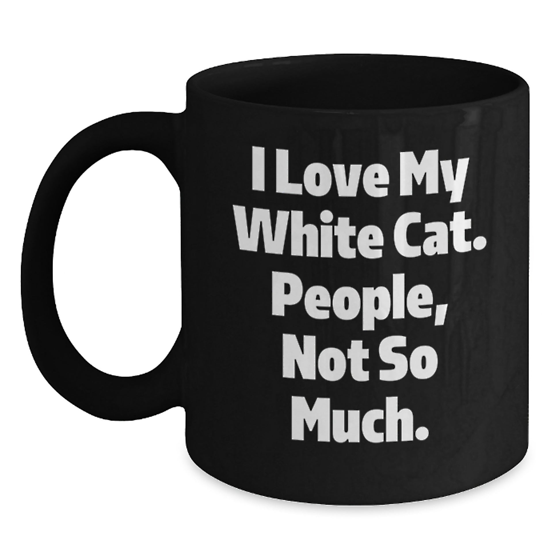 Funny White Cat Gifts from Friends for White Cat Lover Black Coffee Mug Birthday Unique Ideas - Main