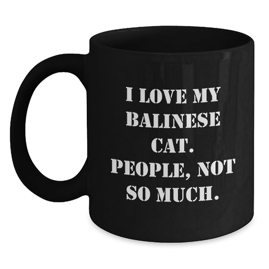 Funny Balinese Cat Lover Black Coffee Mug Gifts for Friends Family - Main