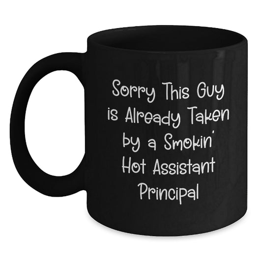 Funny Assistant Principal Gifts for Men from Friends, Christmas Unique Black Coffee Mug with Smokin' Hot Quote, Ideal for Assistant Principals - Main