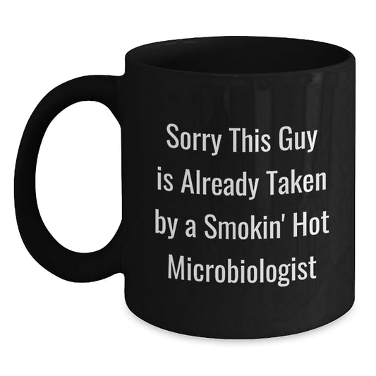 Funny Microbiologist Gifts for Women, Black Coffee Mugs with Quote, Christmas Unique Presents from Men to Friends, Smokin' Hot Microbiologist Lover - Main