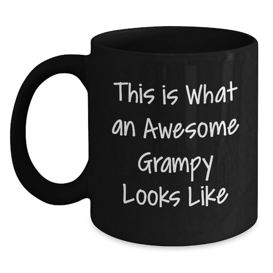 Gifts from Family for Grampy - Funny Grampy Black Coffee Mug, Christmas Unique Gifts, Awesome Grampy Looks Like - Main