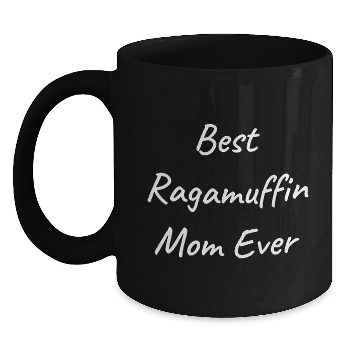 Funny Ragamuffin Cat Mom Gifts from Women to Birthday Friends - Black Coffee Mug with Best Ragamuffin Mom Ever Quote - Main