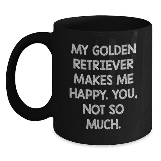 Funny Golden Retriever Dog Gifts from Men to Women, Black Coffee Mug for Valentine's Unique Presents - Main