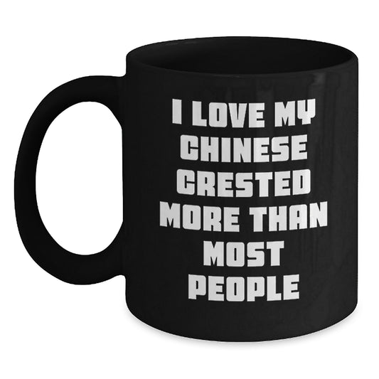 Chinese Crested Dog Lover Gifts for Men, Funny Black Coffee Mug, Birthday Unique Presents from Friends and Family - Main