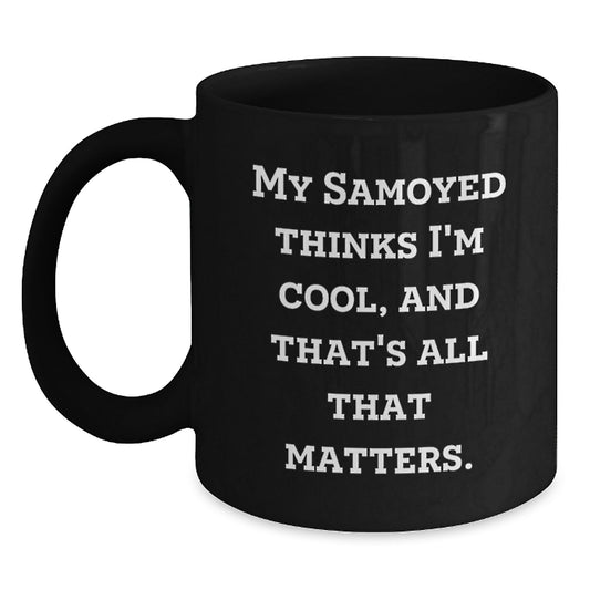 Funny Samoyed Dog Gifts for Men from Friends Birthday Unique Presents Black Coffee Mug - Main