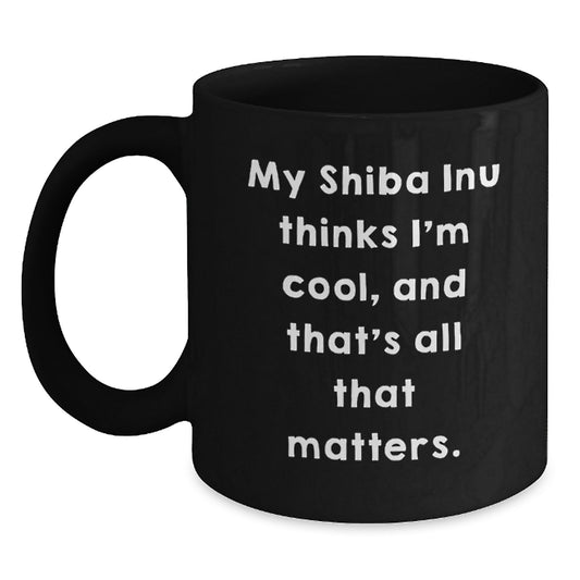 Funny Shiba Inu Dog Gifts for Men, Women, or Friends - Birthday Unique Gifts from Family - Black Coffee Mug with Cool Quote - Main