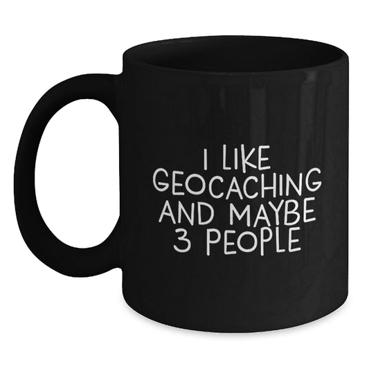 Geocaching Enthusiast Gifts from Family, Funny Geocaching Mug for Mom, Black Coffee Mug for Geocaching Adventure, Geocaching Mom's Day Unique Gifts - Main