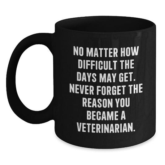 Veterinarian Inspirational Graduation Unique Gifts from Friends, Family, Coworkers, or Men and Women - Funny Motivational Quote Black Coffee Mug, 11oz or 15oz - Main