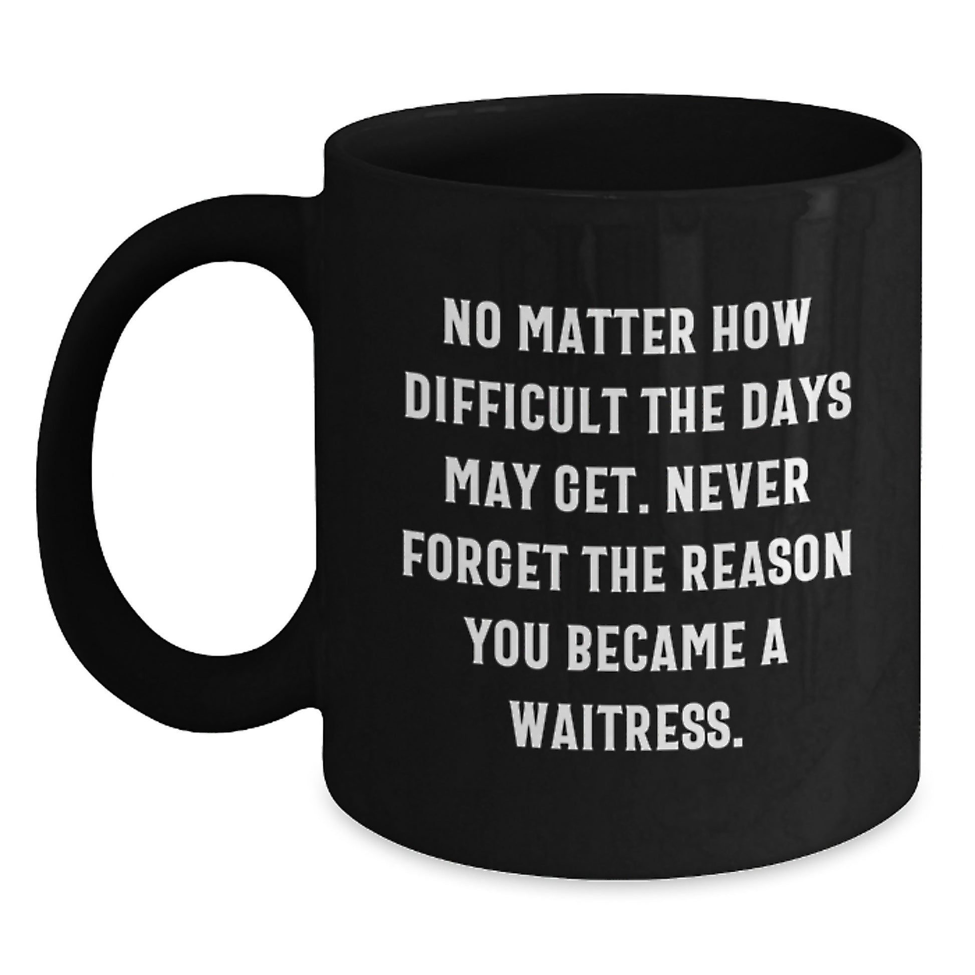 Funny Inspirational Quote Gift for Waitress Friend from Men, Funny Waitress Graduation Unique Gifts Black Coffee Mug, Never Forget the Reason You Became a Waitress Ceramic Mug - Main