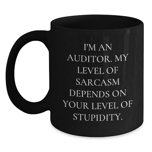 Funny Auditor Gifts from Friends to Graduation Unique Gifts, Black Coffee Mug for Men, Women, Coworkers, Family with Inspirational Sarcasm Quote, Auditor Black Coffee Mug Set - Main