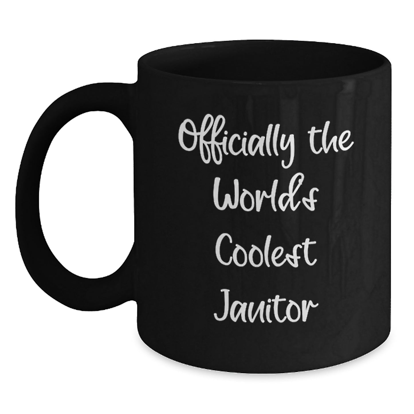 Funny Janitor Gifts from Friends for Janitor, Graduation Unique Mug, Black Coffee Mug with 'Officially The World's Coolest Janitor' Quote - Main