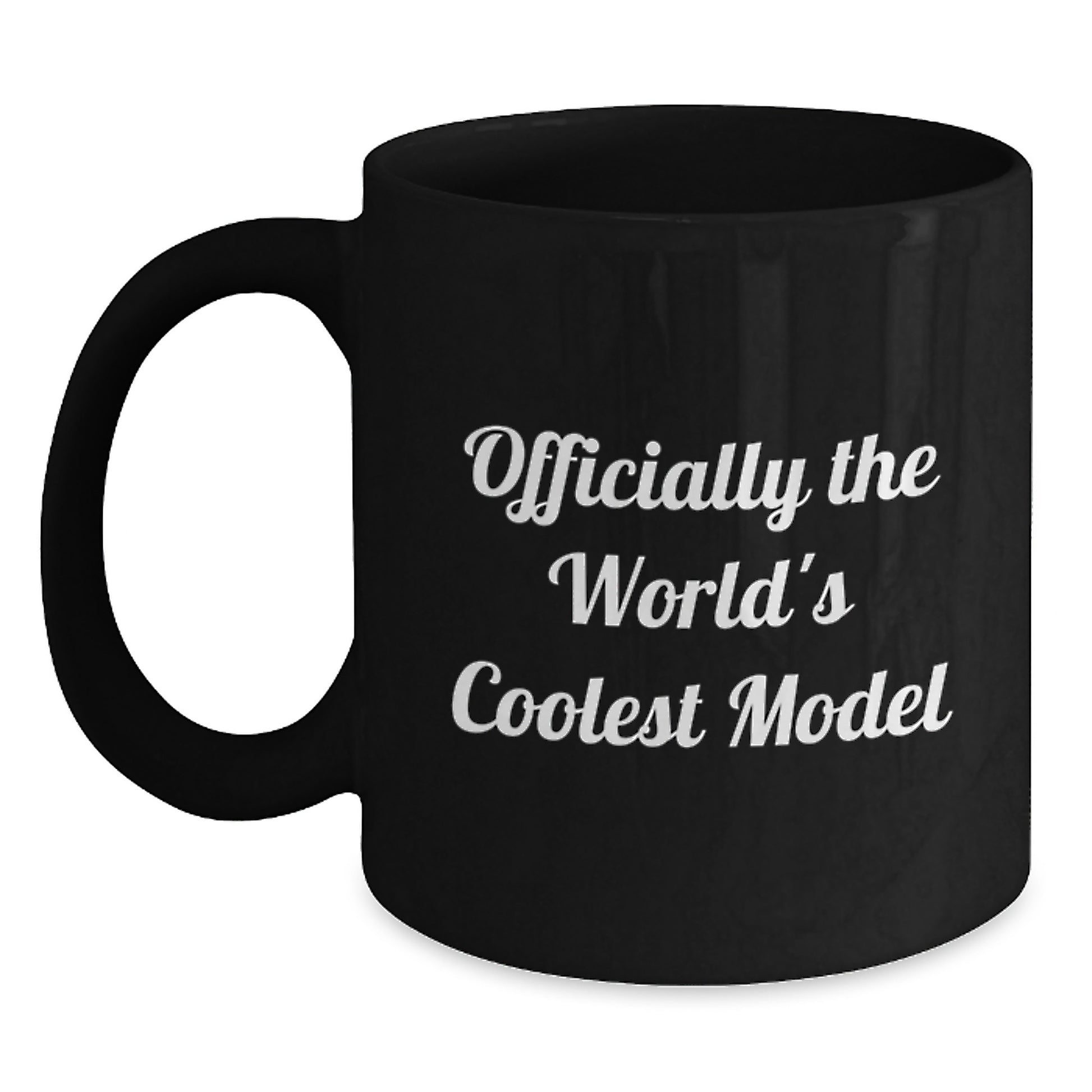 Funny Model Gifts for Friends, Black Coffee Mug, Officially The World's Coolest Model, Gifts from Men to Graduation Unique Gifts for Model, Black Ceramic Mug - Main