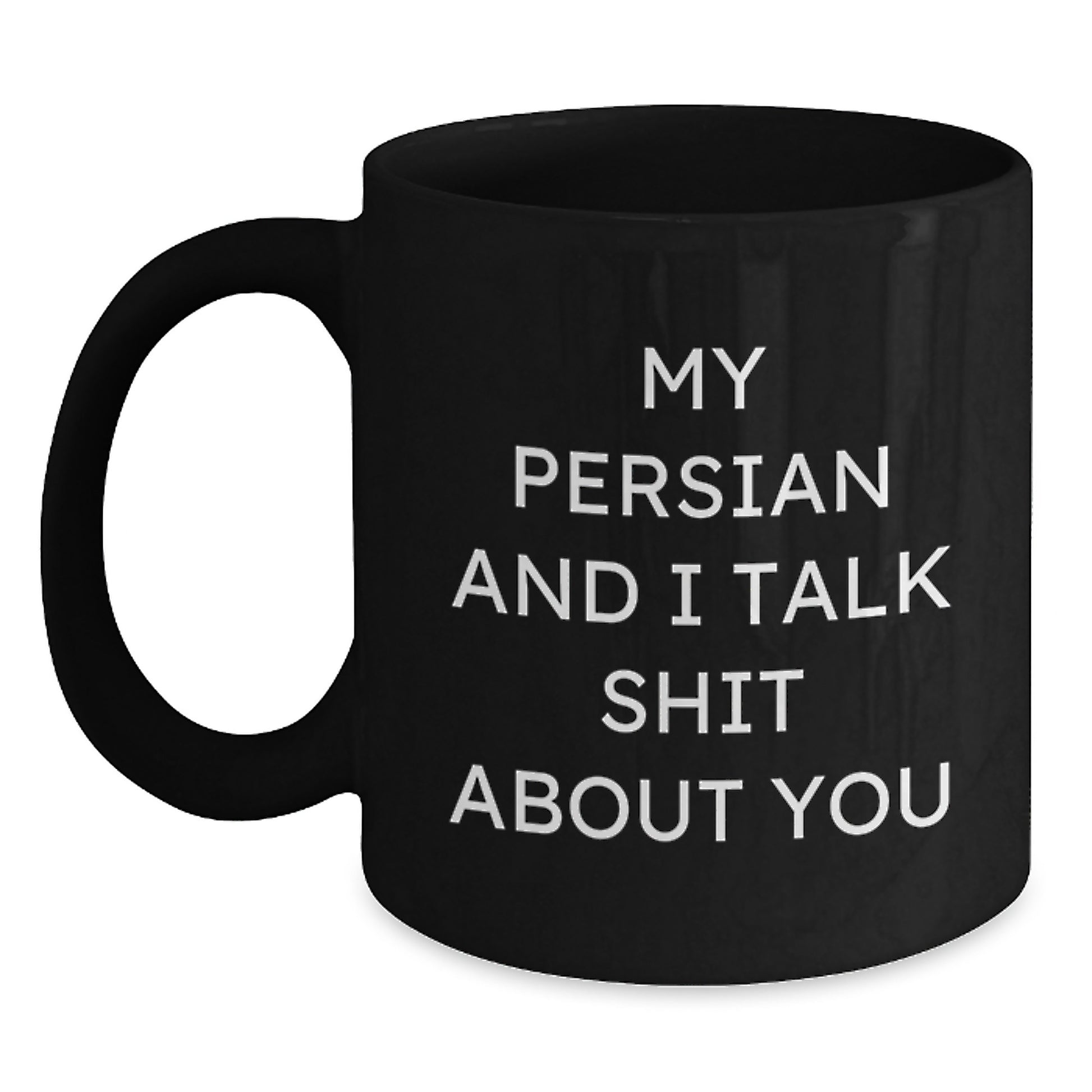 Funny Persian Cat Black Coffee Mug Gifts from Men to Dad for Father's Day, Talk Shit About You on Your Special Day - Main