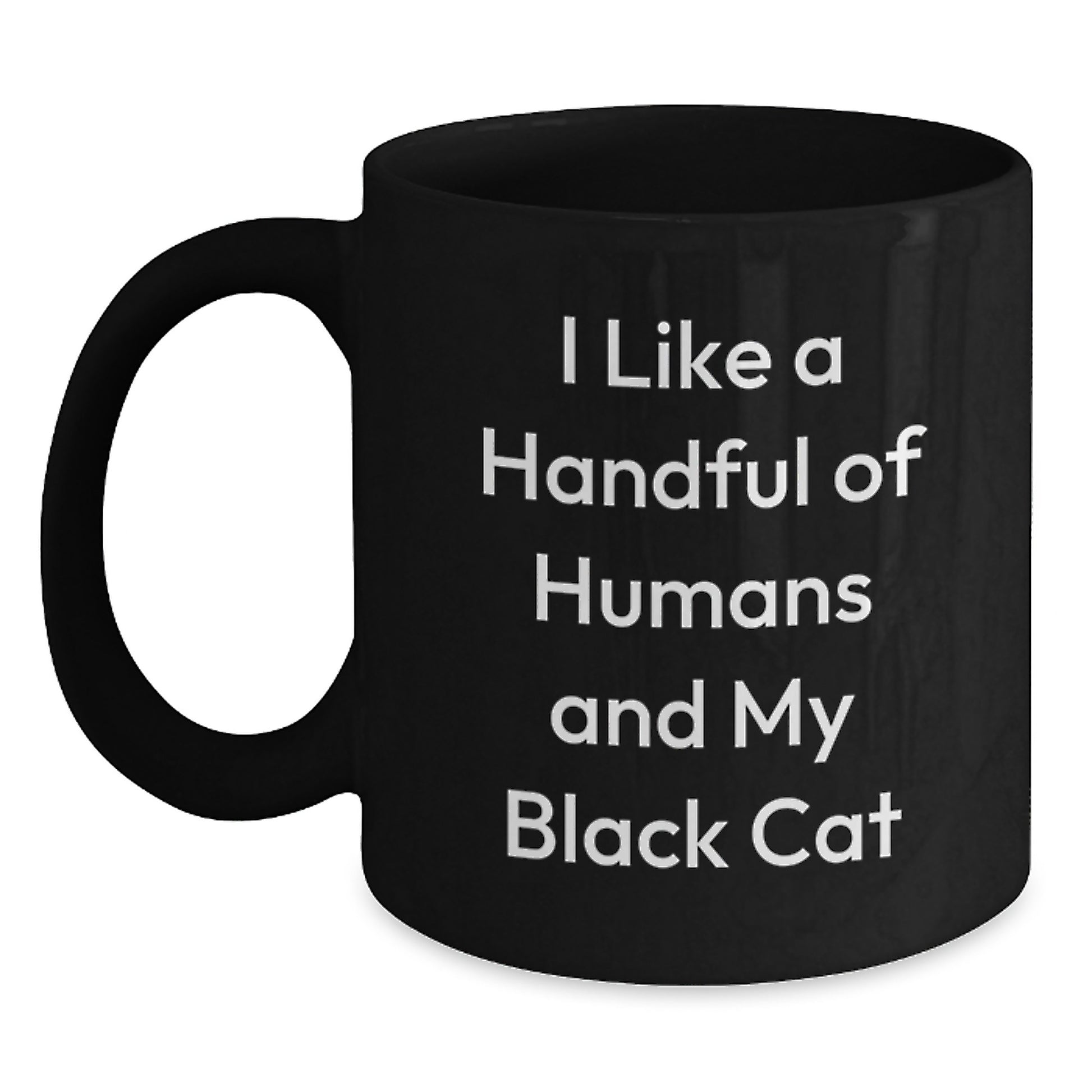 Funny Black Cat Lover Gifts from Family to Friends for Christmas Unique Mugs Black Coffee Mug, Handful of Humans Black Cat Quote - Main