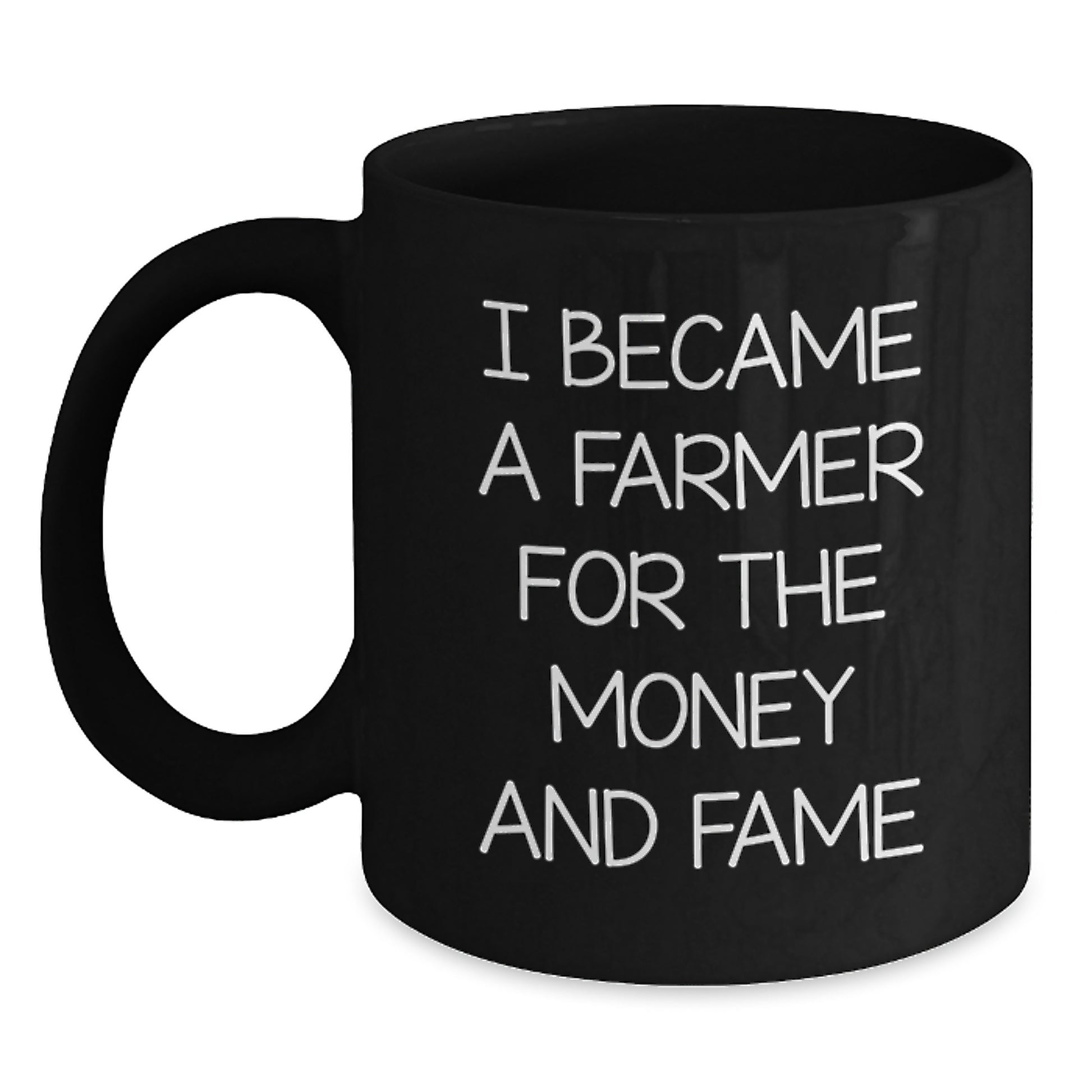 Funny Farmer Gifts from Men for Christmas Unique Gifts - I Became A Farmer For The Money And Fame Quote Black Coffee Mug - Main
