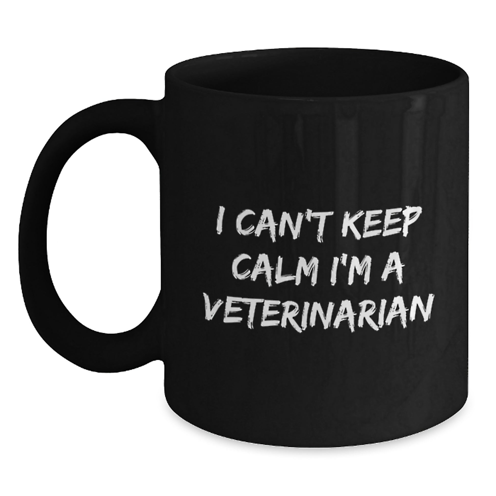 Funny Veterinarian Black Coffee Mug Gifts from Friends for Christmas - 'I Can't Keep Calm I'm A Veterinarian' - Unique Holiday Present for Men - Main