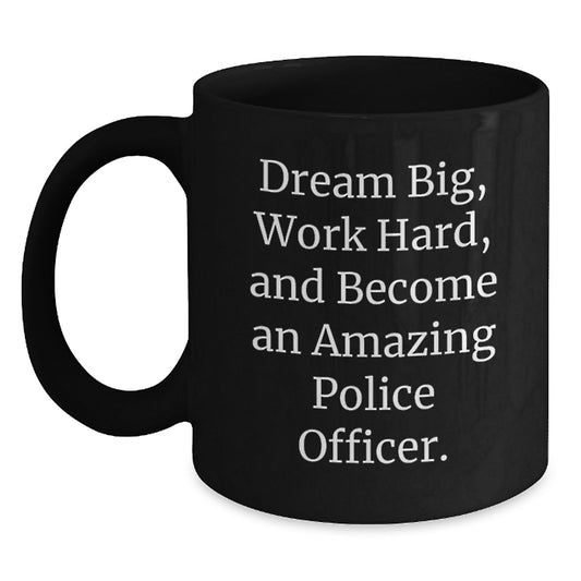 Gifts from Friends for Police Officer - Inspirational Black Coffee Mug for Christmas - Main