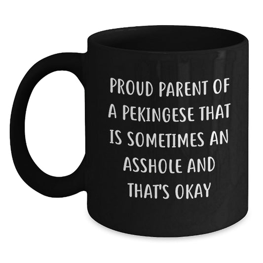 Funny Pekingese Dog Mom Black Coffee Mug for Women - Gifts from Mom to Daughter, Perfect for Mother's Day Unique Gifts - Main