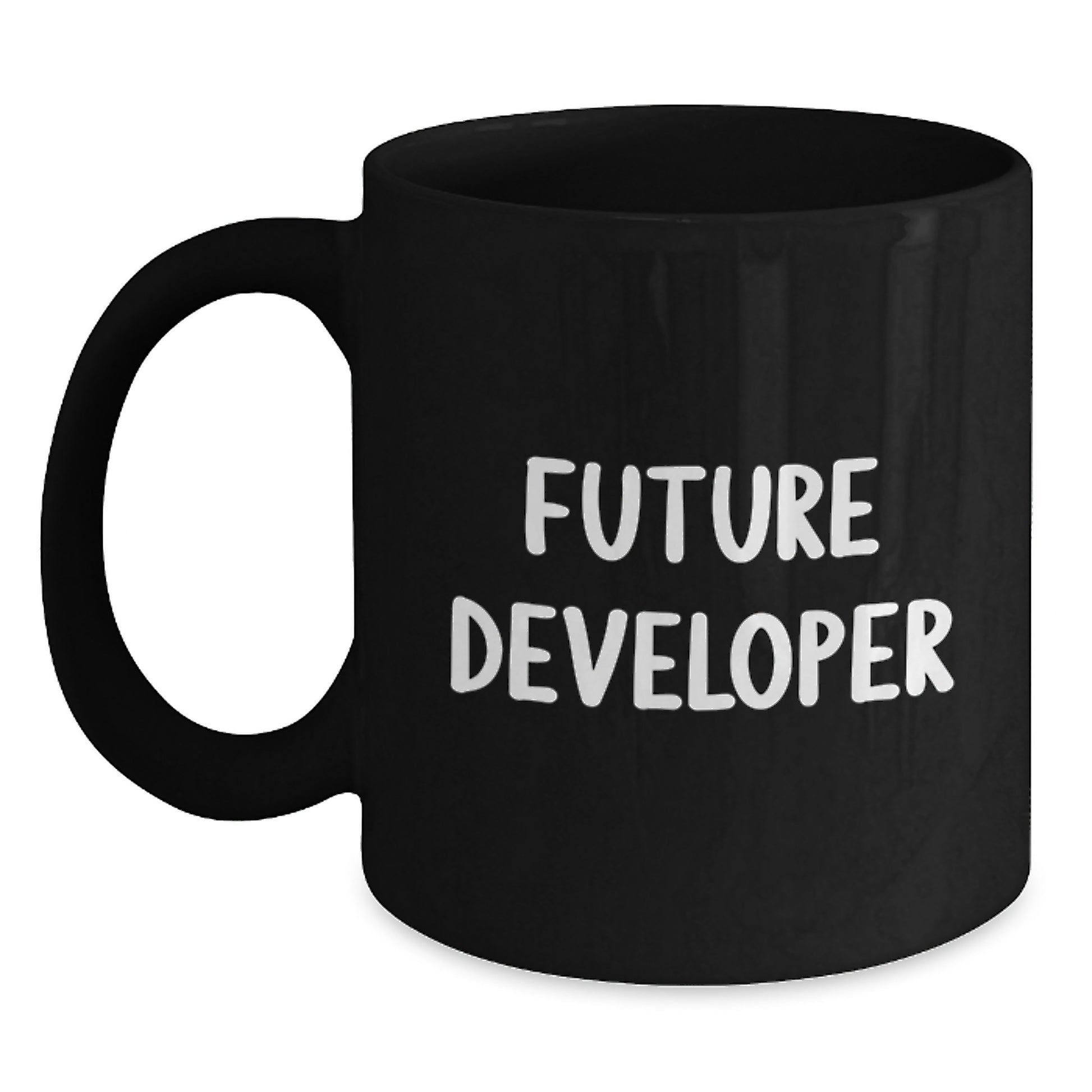 Funny Quote Mug for Developer Friends Gifts from Mom, 11oz or 15oz Black Coffee Mugs for Men, Women, and Coworkers, Ideal Gift for Future Developer at Christmas - Main