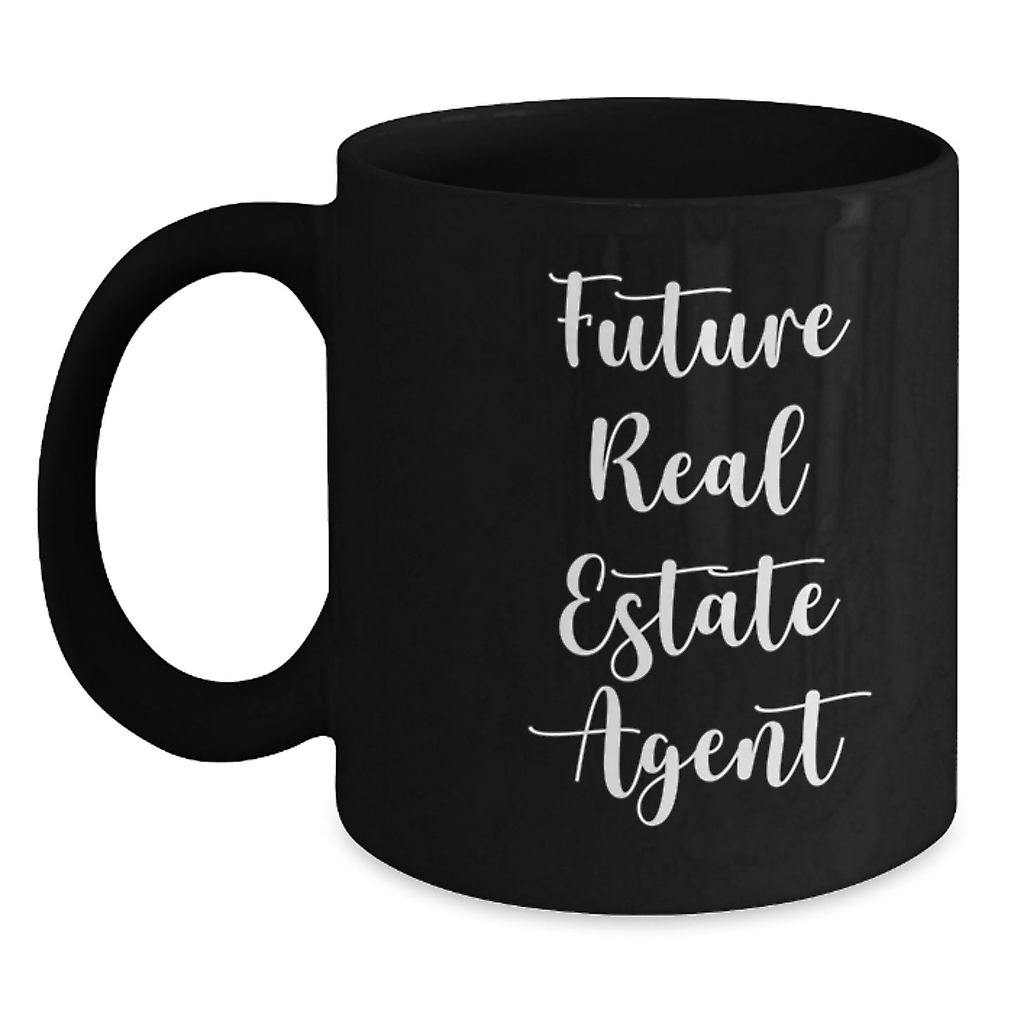 Funny Future Real Estate Agent Gifts from Friends for Real Estate Agent Graduation Unique Mugs, Black Ceramic Coffee Mugs with Inspirational Quote for Real Estate Agent Success - Main