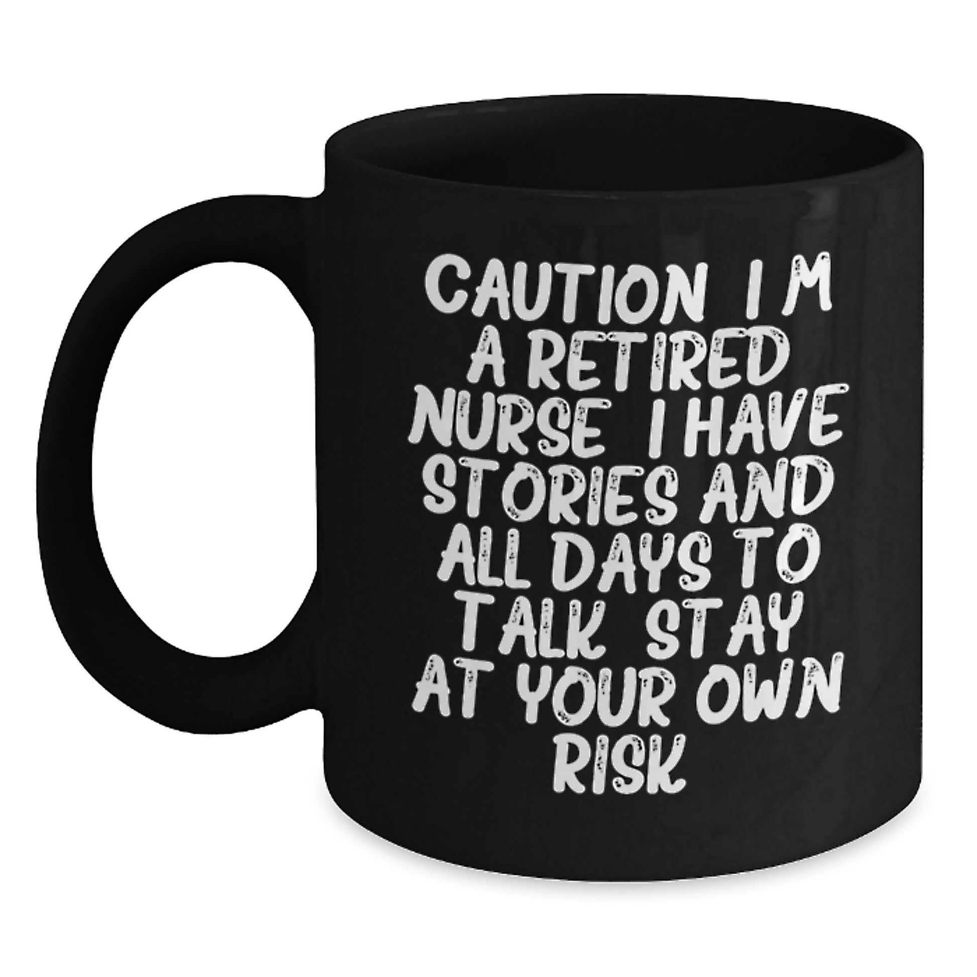 Funny Nurse Gifts for Women - 'I'm A Retired Nurse. I Have Stories' Black Coffee Mug, Gifts from Family, Unique Christmas Memorable Presents for Coworkers, Men, Women - Main