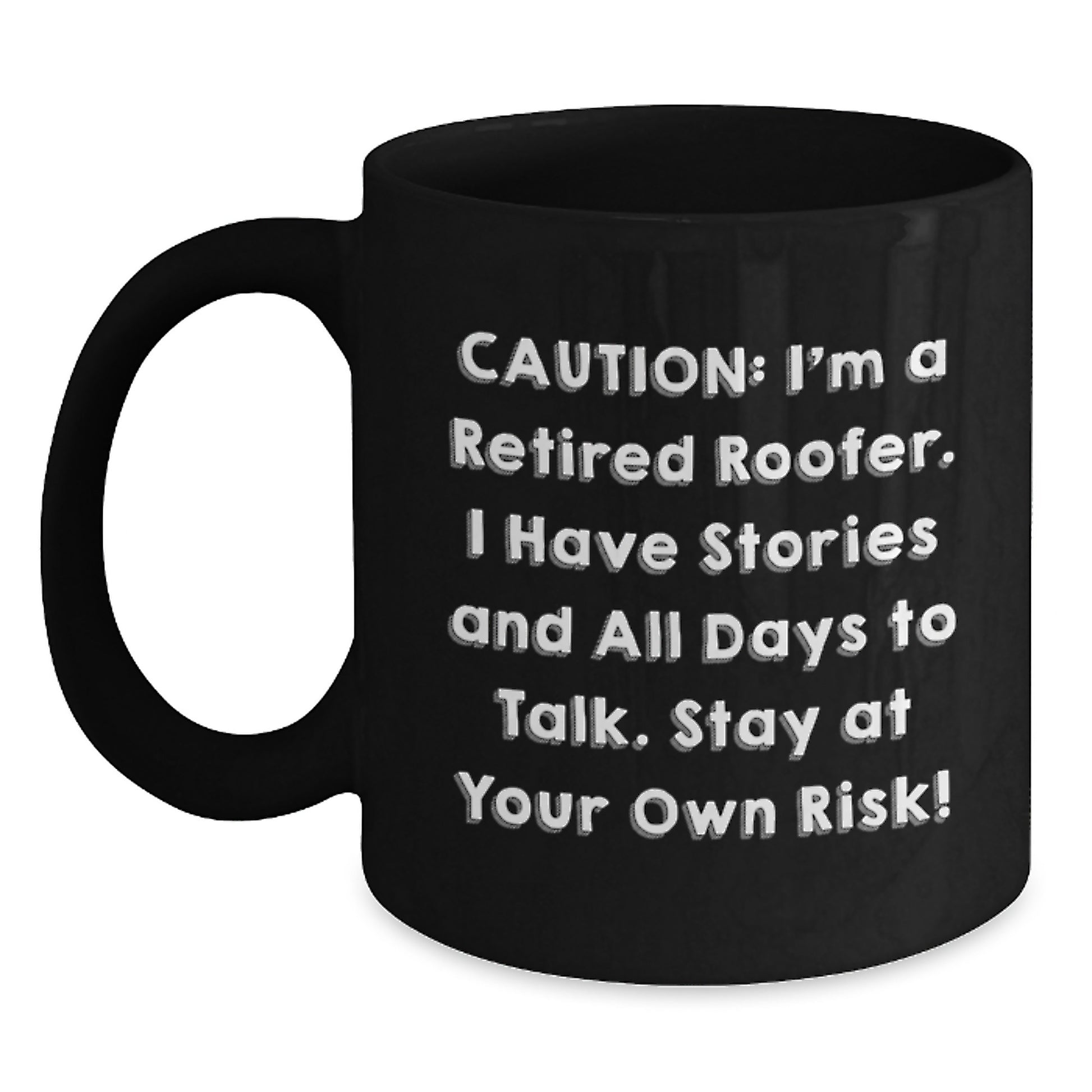 Funny Roofer Gifts for Men, Unique Black Coffee Mug from Retired Roofer, Christmas Unique Gifts - Main