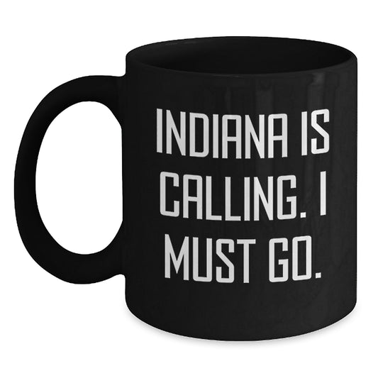 Indiana Black Coffee Mug, Funny Gift for Indiana Lovers, Christmas Unique Gifts from Friends to Indiana Family - Main