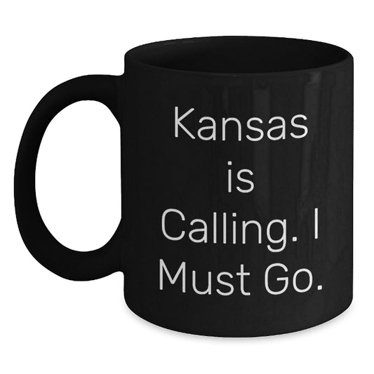 Kansas Gifts for Men Funny Black Coffee Mug Inspirational Gifts Unique Holiday Gifts for Friends from Kansas - Main