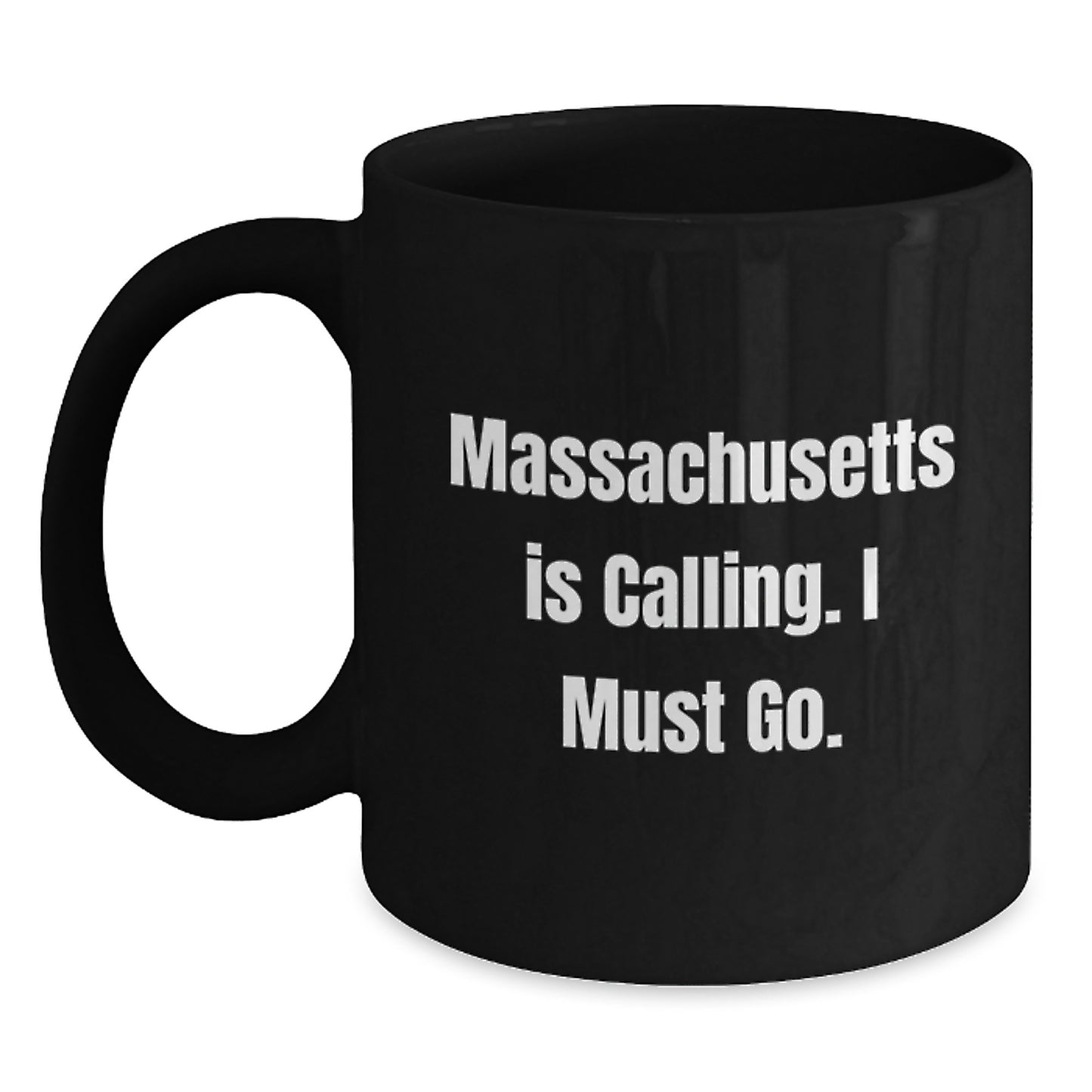 Funny Massachusetts Gifts from Friends, Black Coffee Mugs with Massachusetts Is Calling I Must Go Quote, Christmas Unique Gifts for Family - Main