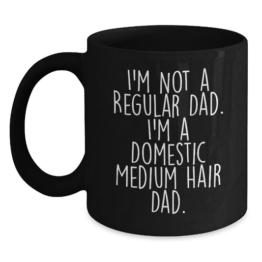 Funny Domestic Medium Hair Cat Gifts for Dad, Birthday Unique Coffee Mugs from Men to Family - Main
