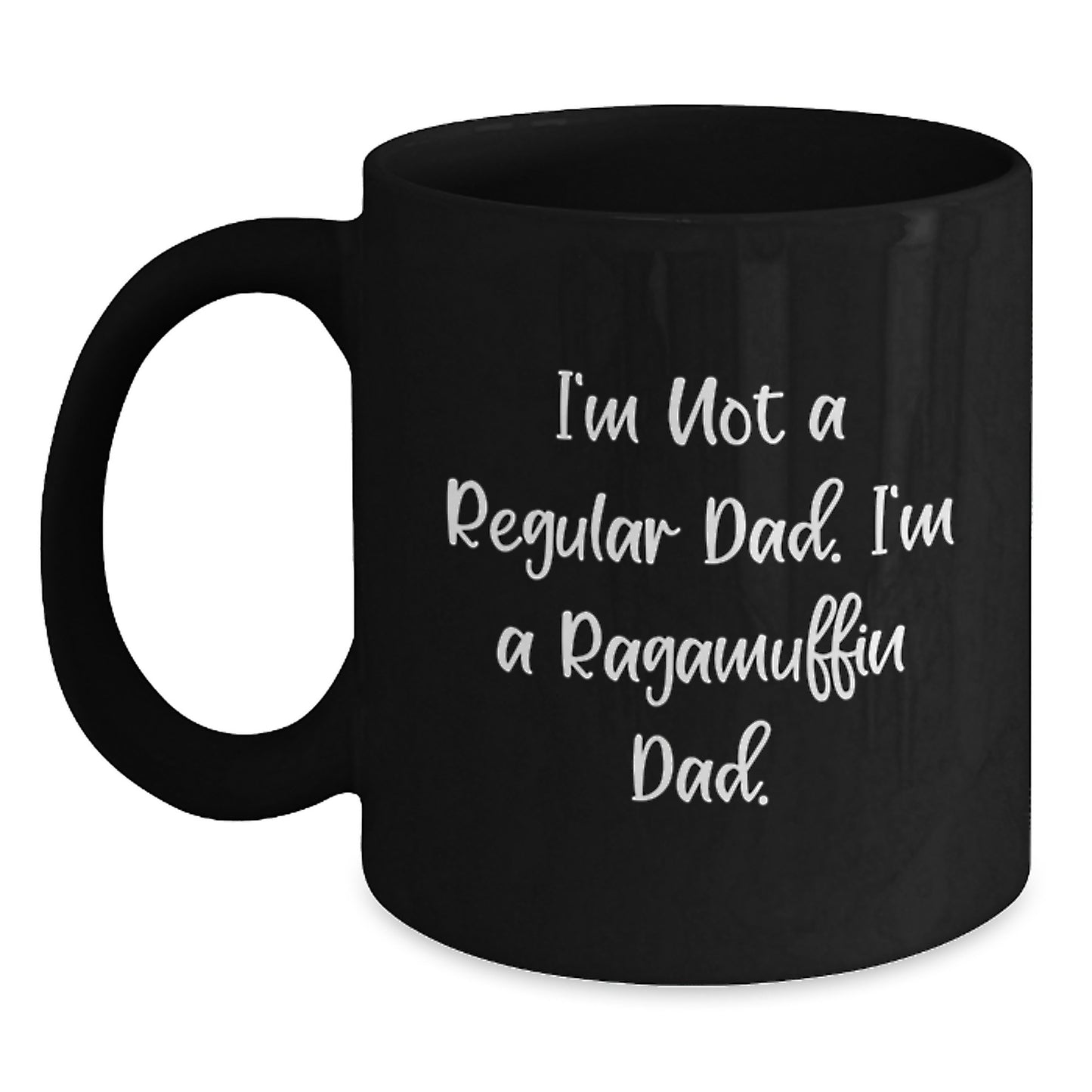 Funny Ragamuffin Cat Gifts for Dad, Black Coffee Mug, 'I'm Not A Regular Dad. I'm A Ragamuffin Dad.' Christmas Unique Mug from Husband to Wife - Main