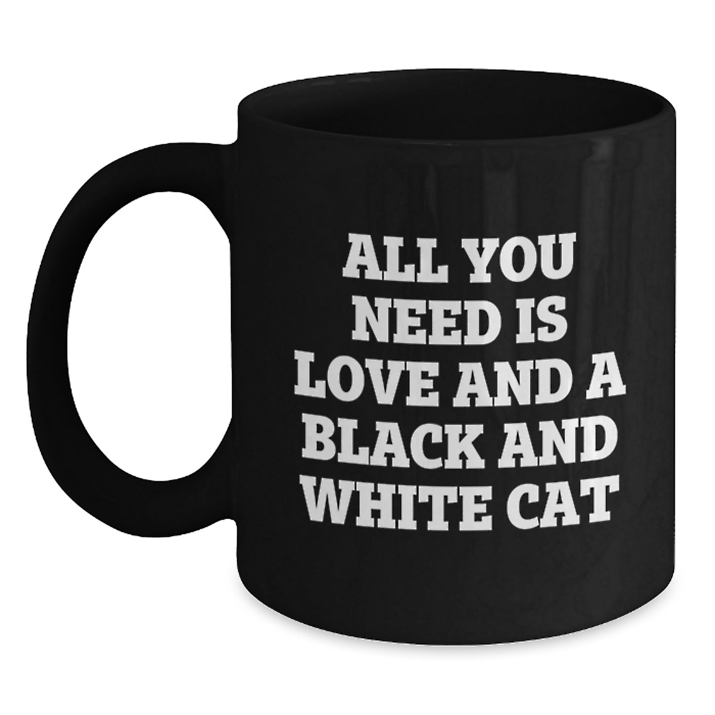 Funny Black and White Cat Gifts from Men to Friends - Christmas Unique Mugs with Love Quote, Black Coffee Mug for Cat Lovers - Main