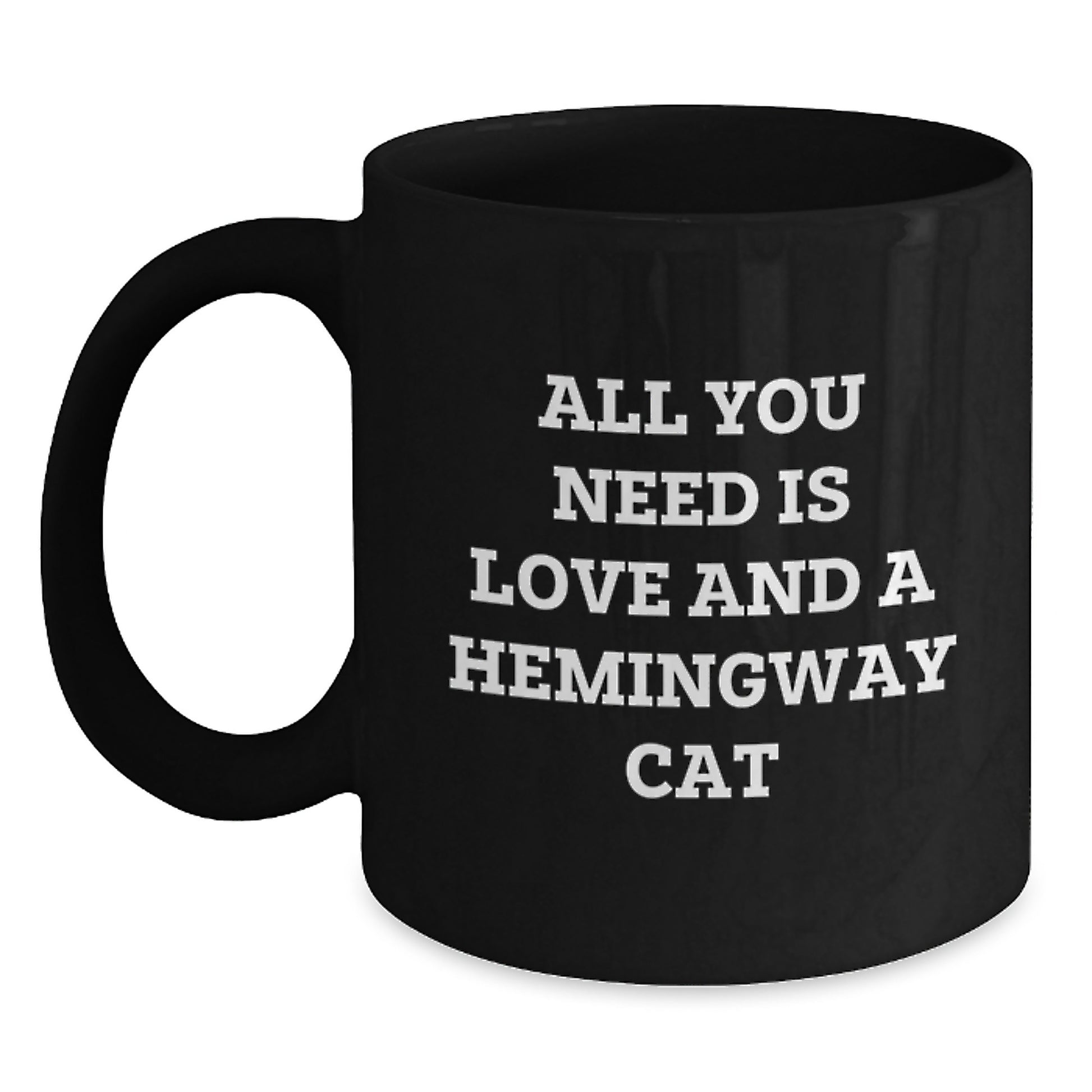 Funny Hemingway Cat Gifts for Men, Women, or Friends - Black Coffee Mug for Hemingway Cat Lover - Christmas Unique Gifts from Family or Coworkers - Main