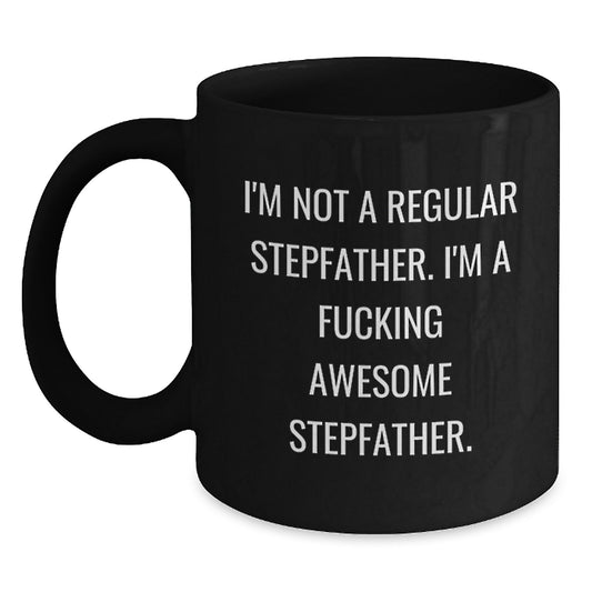 Funny Stepfather Christmas Unique Gifts from Men to Stepfather, Black Coffee Mugs for Awesome Dads, Unique Gifts for Stepfather - Main