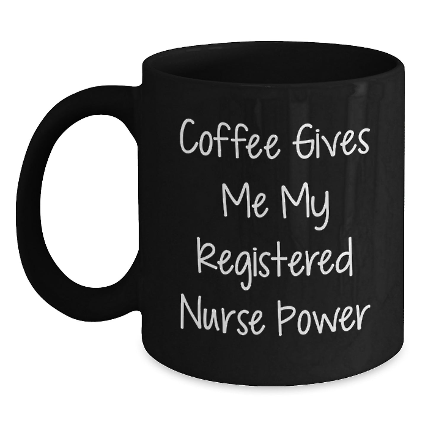 Gifts for Registered Nurses, Black Coffee Mug, Funny Quote, 'Coffee Gives Me My Registered Nurse Power', Unique Graduation Gifts from Family to Friends - Main