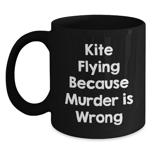 Funny Kite Flying Gifts for Men and Women - Black Coffee Mug, Unique Birthday Unique Gifts from Friends, Kite Flying Enthusiasts - Main