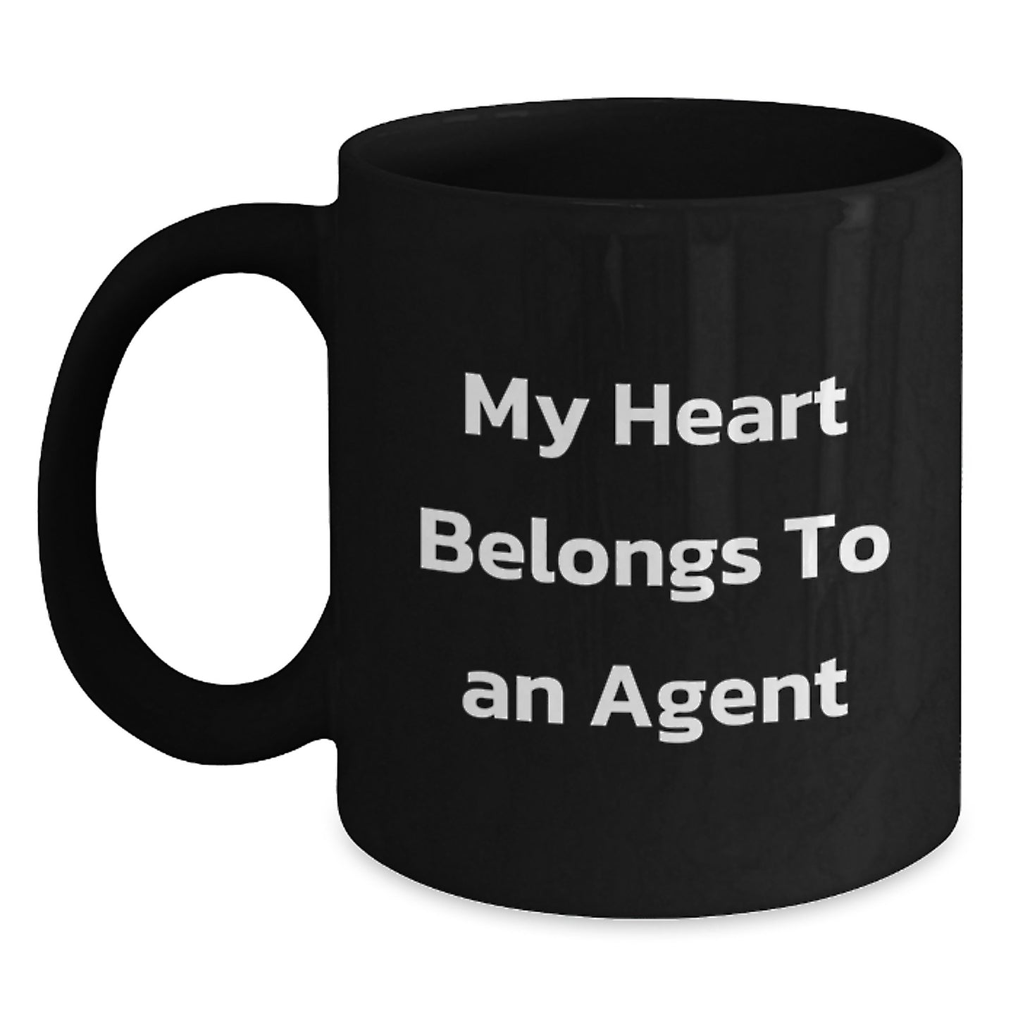 Funny Agent Gifts for Him, Black Coffee Mug, Christmas Unique Gifts, My Heart Belongs To An Agent, Agent Lovers - Main