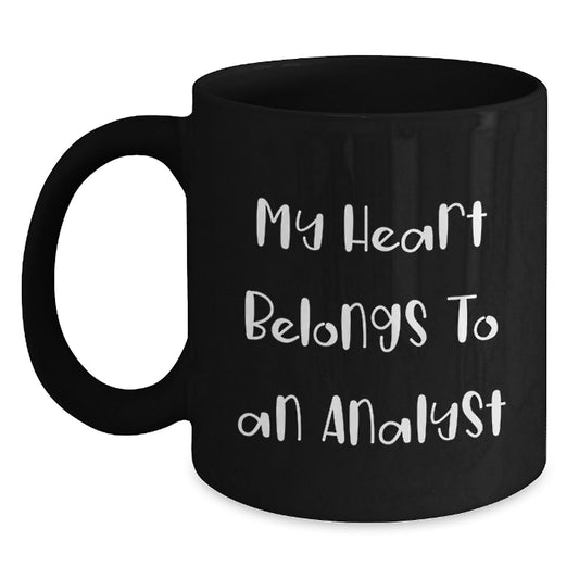 Funny Analyst Gifts for Men, Unique Black Coffee Mug with 'My Heart Belongs To An Analyst' Quote, Christmas Unique Gifts from Friend, Perfect for Analyst Lover - Main