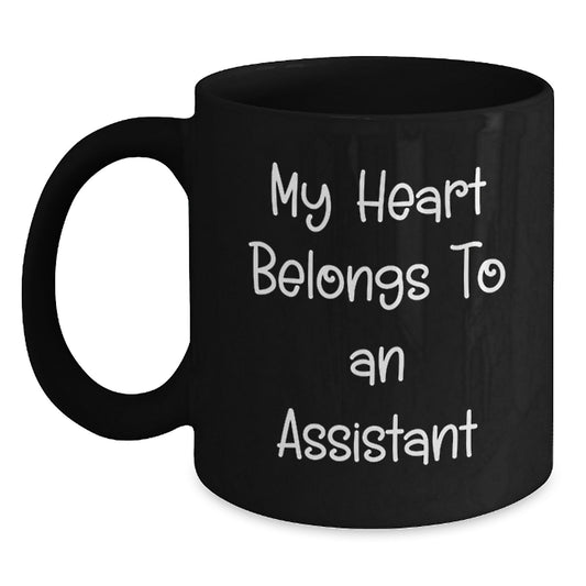 Funny Gift for Assistant Lovers, My Heart Belongs To An Assistant Christmas Unique Gifts from Men, Black Coffee Mug - Main