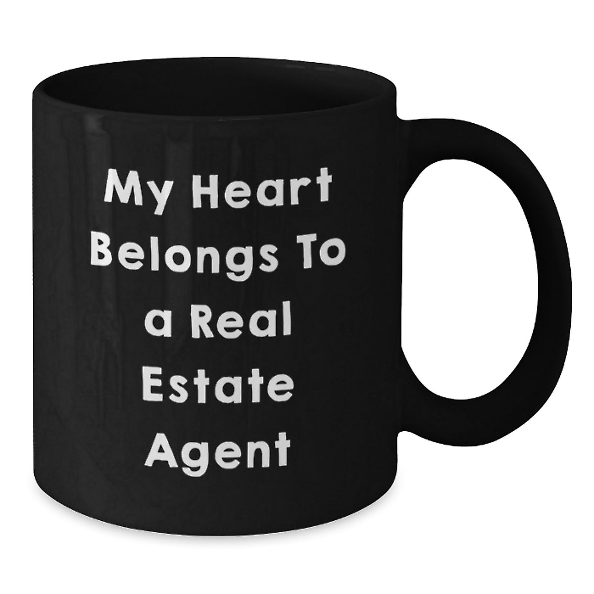 Funny Real Estate Agent Gifts, Gifts from Family for Men, Women, or Friends - 'My Heart Belongs To A Real Estate Agent' Black Coffee Mug - Additional