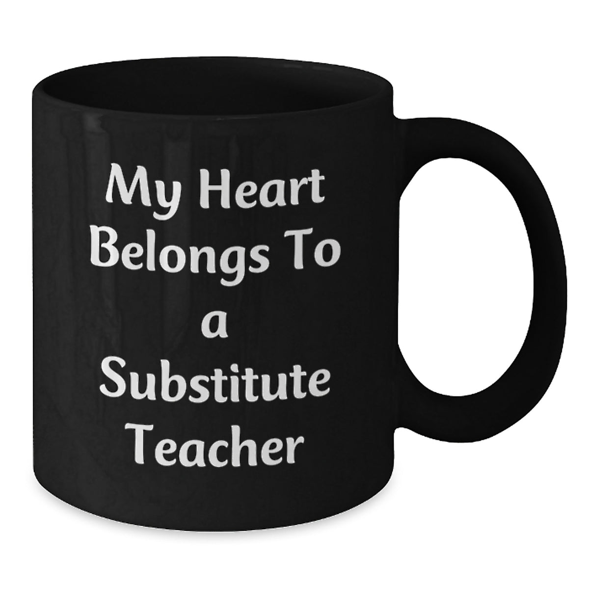 Funny Gifts for Substitute Teachers, Unique Black Coffee Mugs for Men, Women, Friends, Coworkers, Family - 'My Heart Belongs To A Substitute Teacher' Christmas Unique Gifts from Friends - Additional