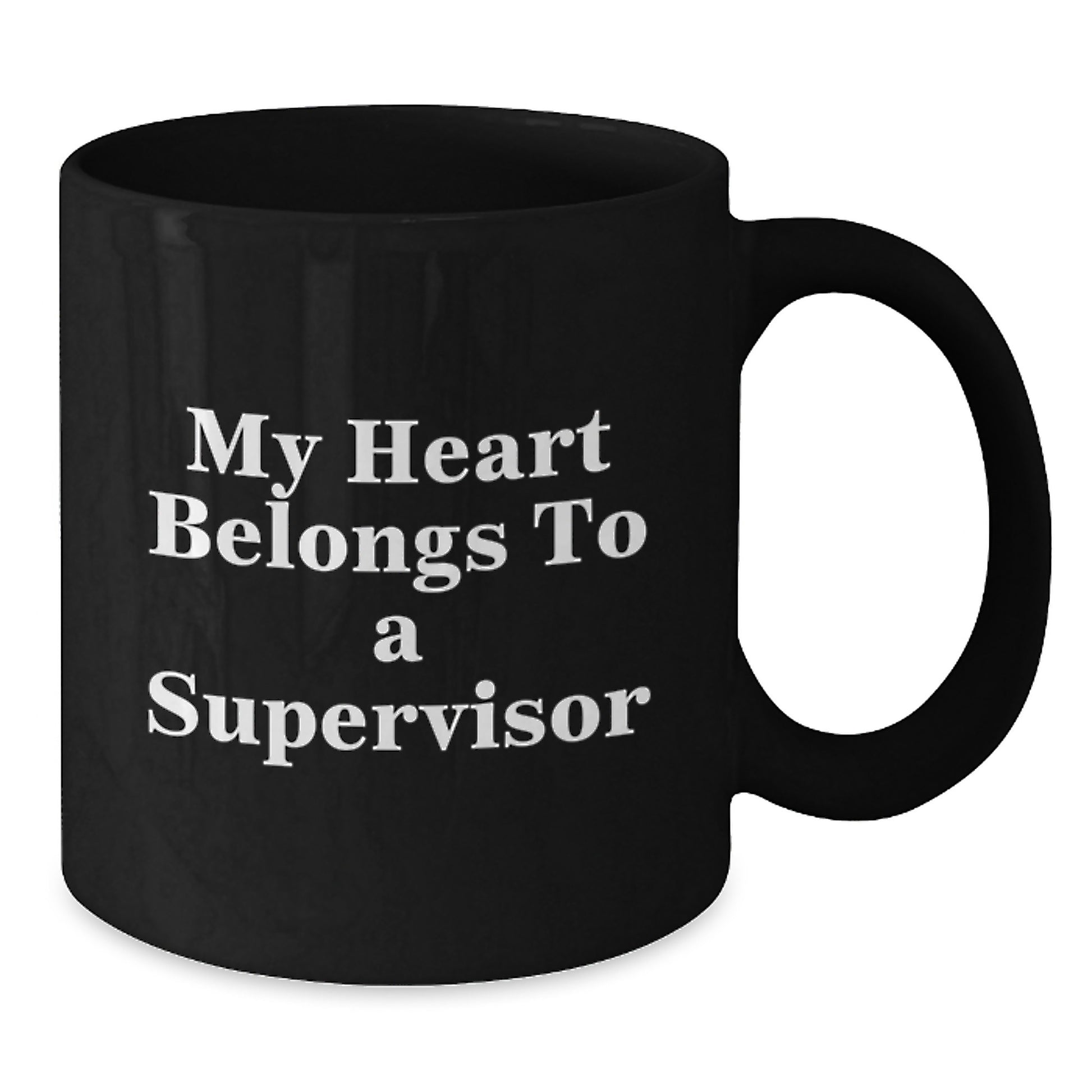 Funny Supervisor Gifts from Friends - My Heart Belongs To A Supervisor Black Coffee Mug Christmas Unique - Additional