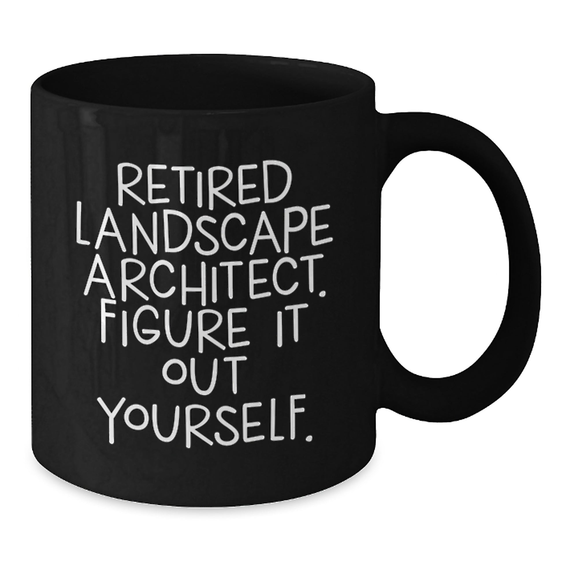 Landscape Architect Humor Gifts from Friends for Graduation Unique Black Coffee Mugs, 'Retired Landscape Architect. Figure It Out Yourself.' - Additional
