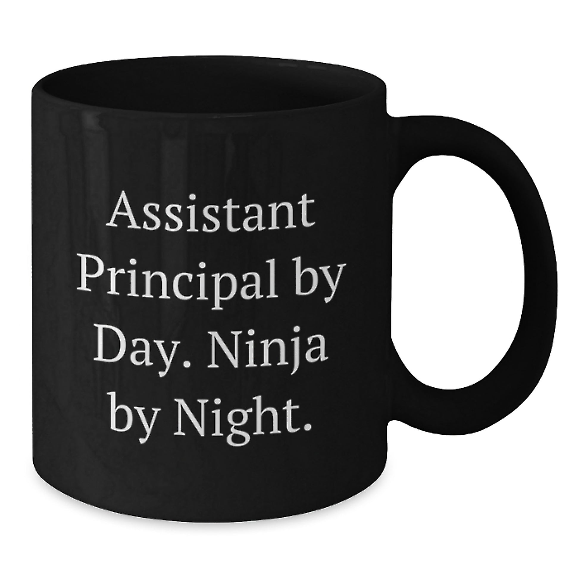 Funny Assistant Principal Gifts, Birthday Unique Mugs for Assistant Principals, Black Coffee Mug with Quote 'Assistant Principal By Day. Ninja By Night.' from Friends - Additional