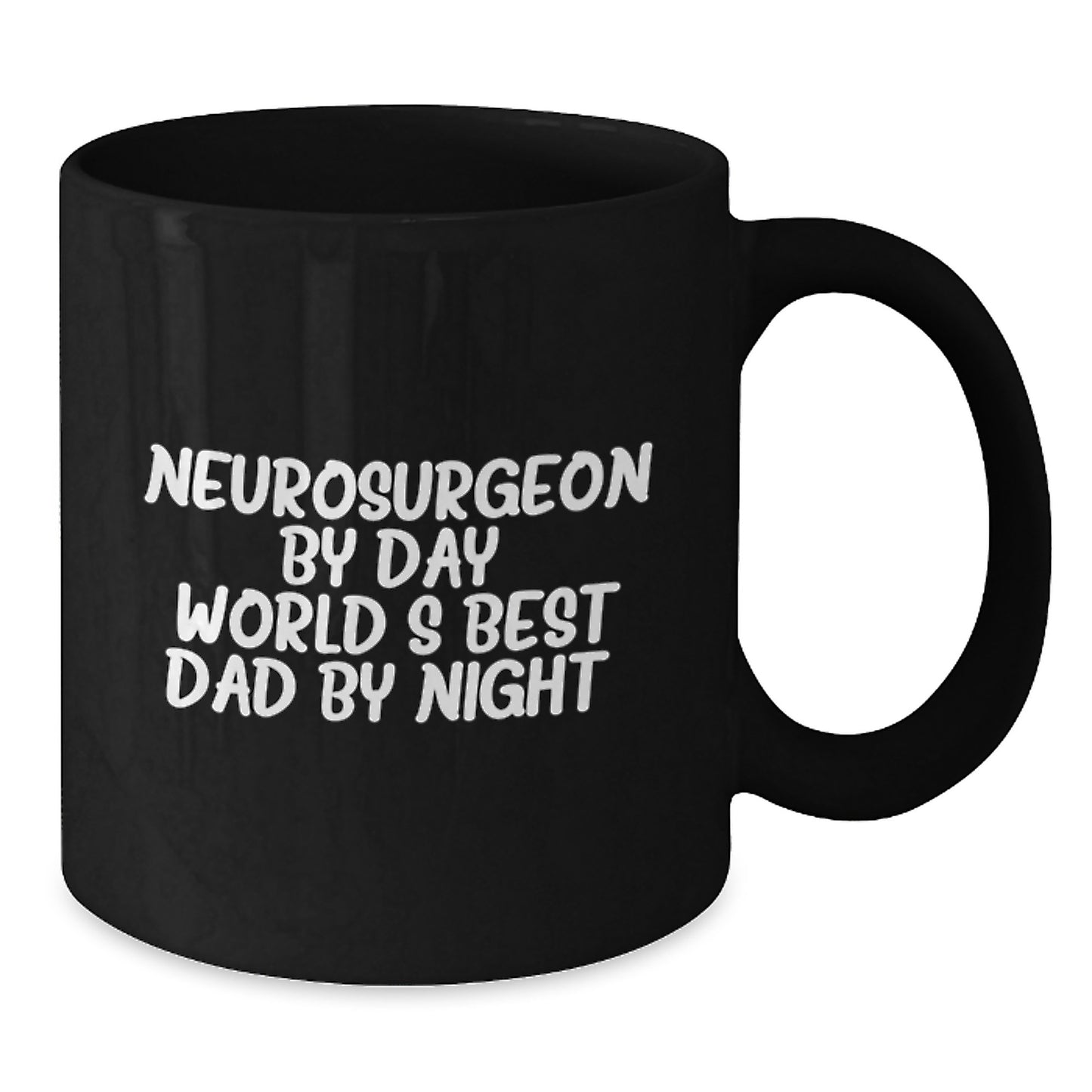 Funny Neurosurgeon Gifts for Men - Black Coffee Mug - Christmas Unique Gifts from Dad, 'Neurosurgeon By Day, World's Best Dad By Night.' - Additional