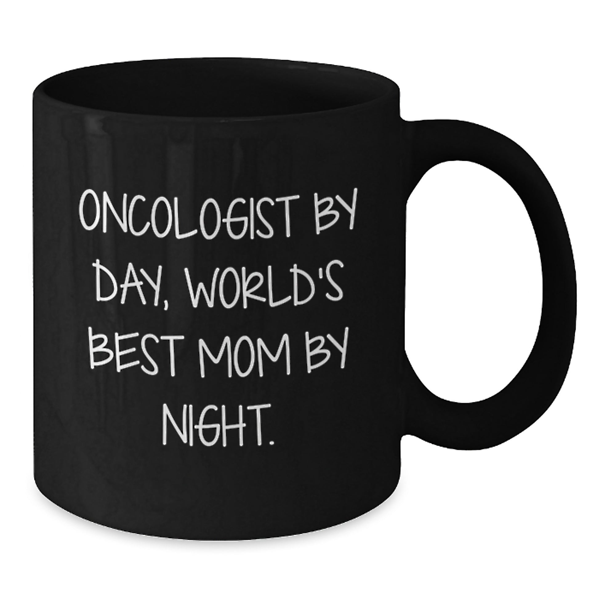 Funny Oncologist Gifts for Christmas, Unique Black Coffee Mug with Inspirational Quote 'Oncologist By Day, World's Best Mom By Night. - Additional