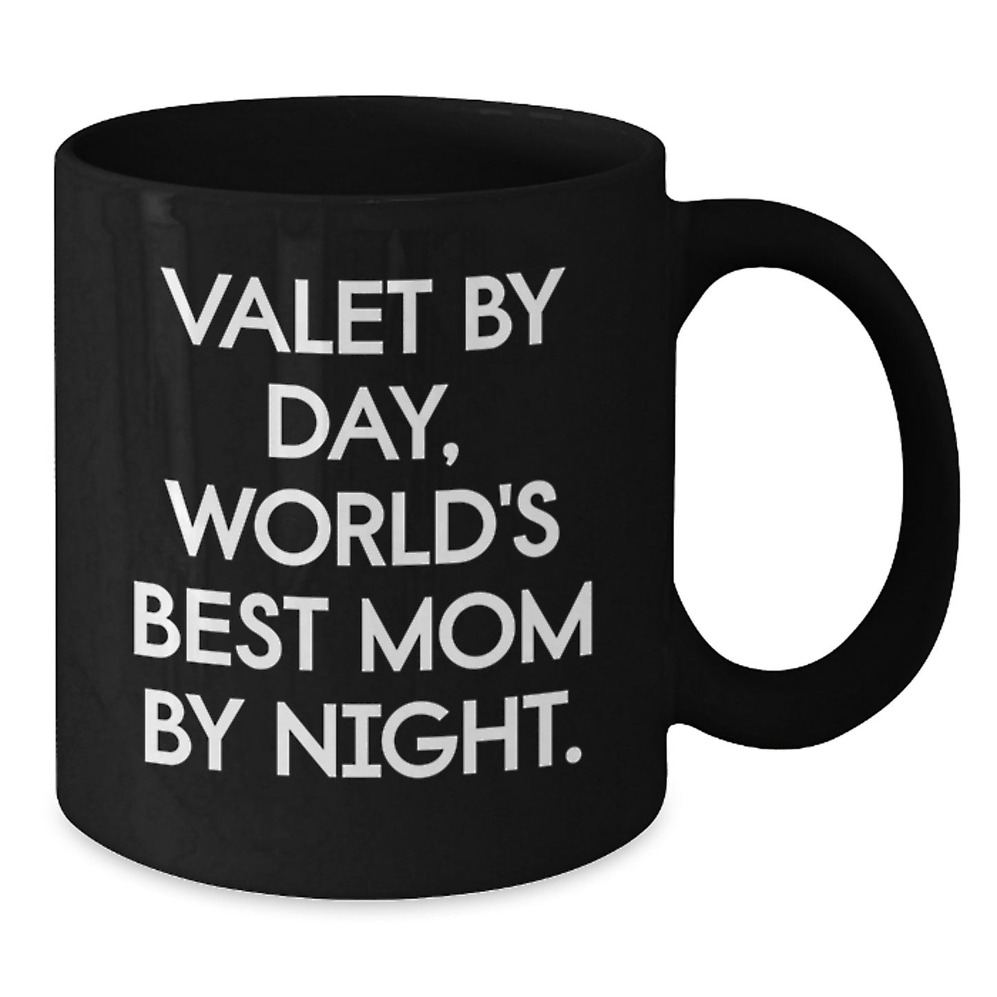 Valet Gifts from Mom - Funny Black Coffee Mugs for Birthday, World's Best Mom Quote, Gifts for Valet - Additional