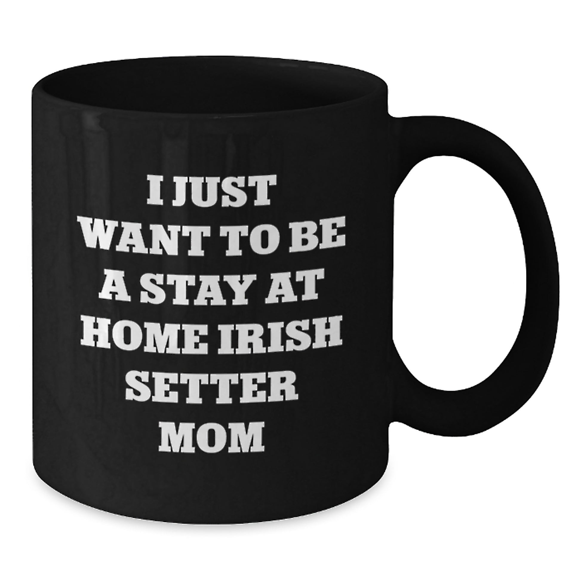Funny Irish Setter Dog Mom Gifts for Her - Black Coffee Mug, I Just Want To Be A Stay At Home Mom - Gifts from Mom to Irish Setter Dog Lover - Additional