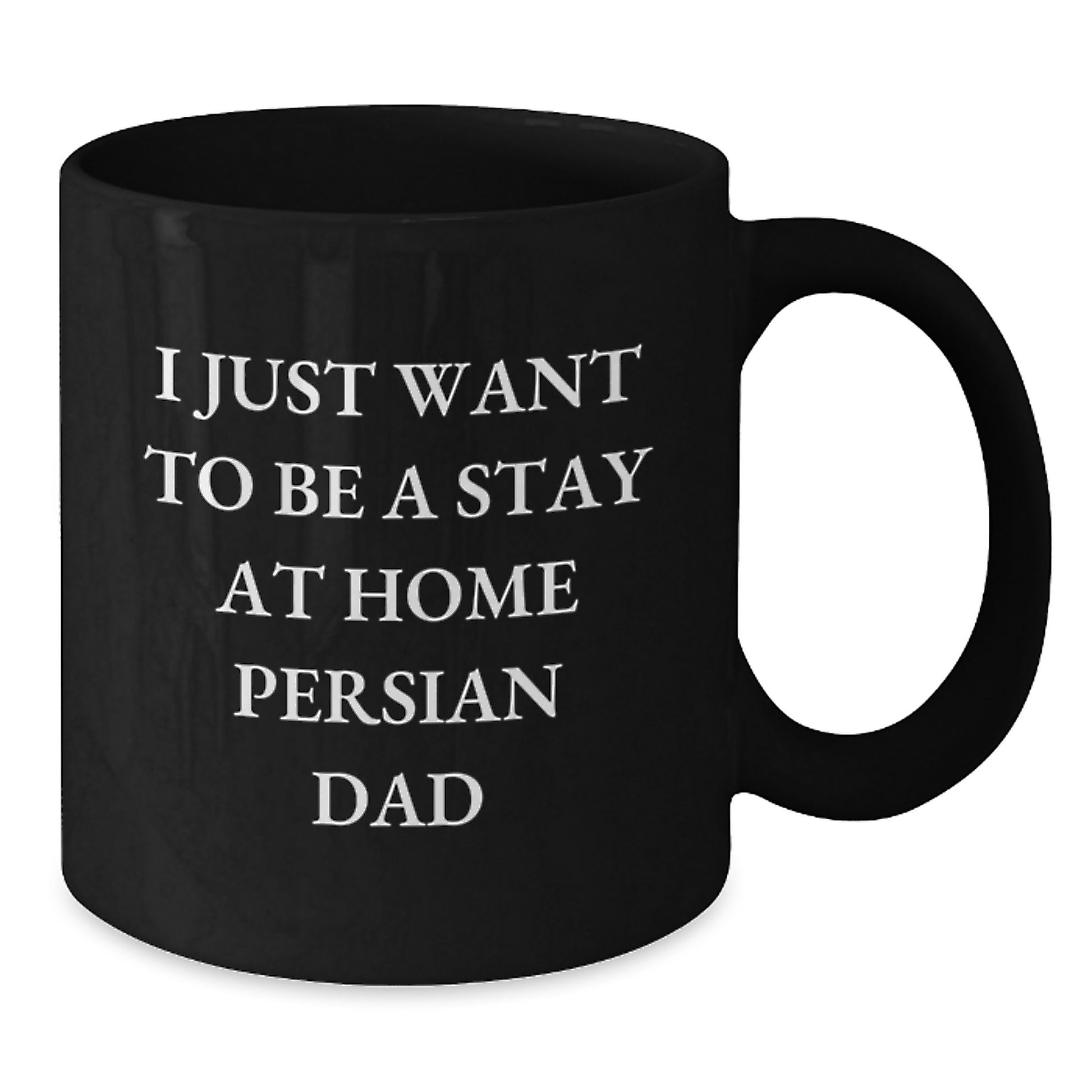 Funny Persian Cat Father's Birthday Unique Gifts from Dad to Men, 'I Just Want To Be A Stay At Home Persian Dad' Quote on Black Coffee Mug - Main